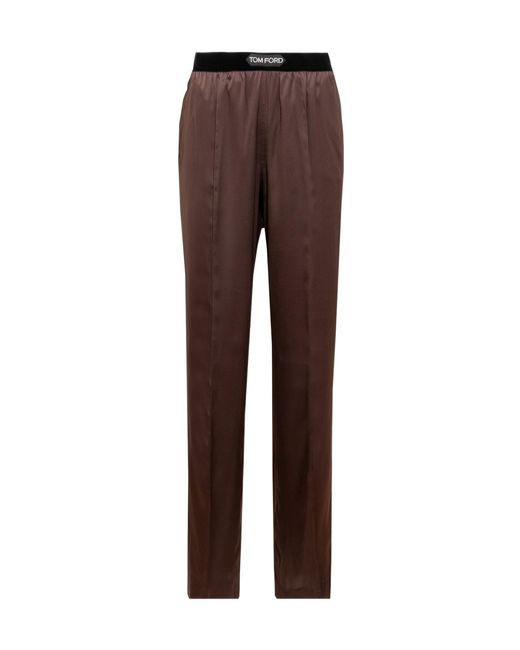 Tom Ford Brown Stretched Satin Pj Pants