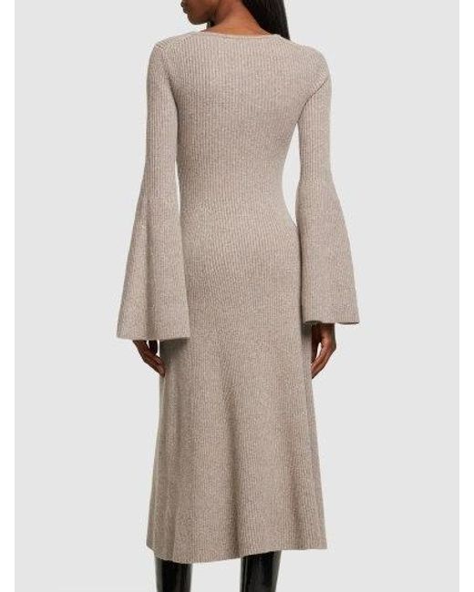 Michael Kors Natural Cashmere Knitted Mid-Length Dress