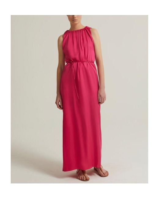 Yves Salomon Pink Belted Maxi Dress