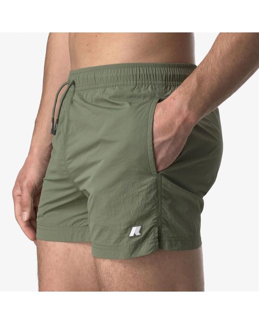 K-Way Green Drawstring Waist Swim Shorts for men