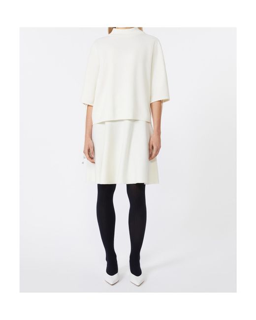 Max Mara White Ubalda Flared Knitted Skirt