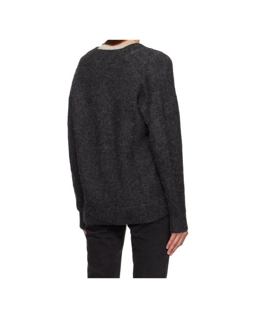 Isabel Marant Black Eborah Button-Down Long-Sleeve Knit Sweater