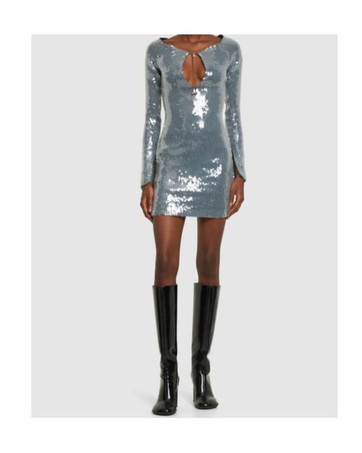 16Arlington Blue Sequined Tie-Up Dress