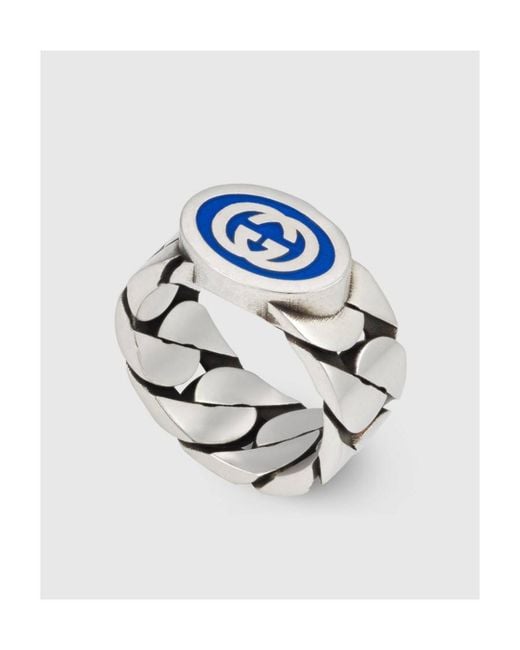 Gucci Blue Interlocking G Pull-On Style Ring