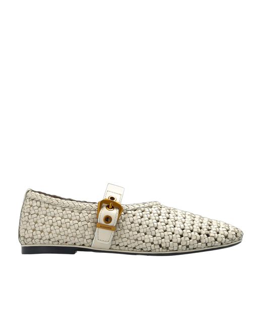 AllSaints White Round-Toe Flat Shoes