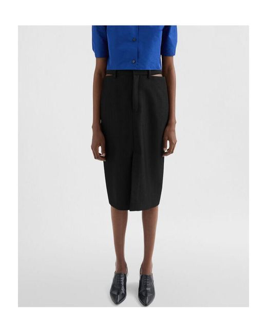 Jil Sander Black Cut-Out Mid-Rise Skirt