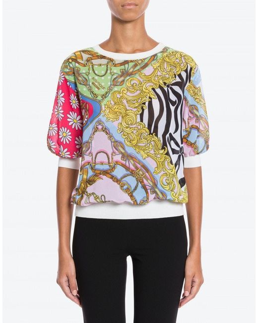 Moschino Multicolor Mix Scarf Pattern Sweater