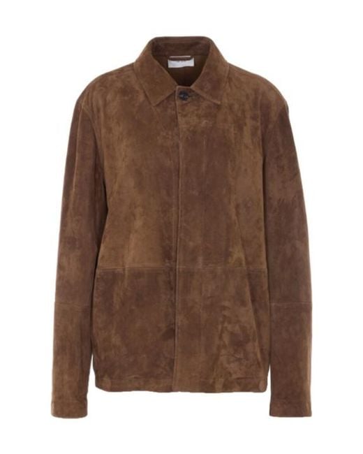 The Row Brown Long-Sleeve Leather Jacket for men