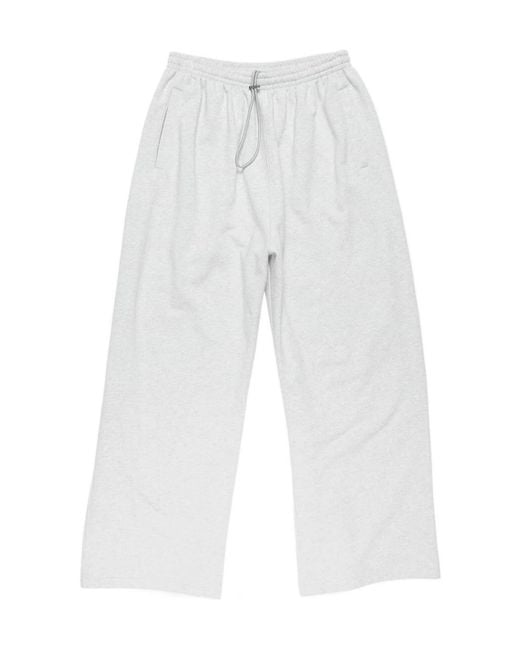 Acne White Logo Embroidered Trousers for men