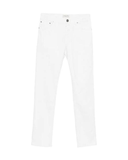 Jacob Cohen White Logo-Patch Five-Pocket Jeans for men