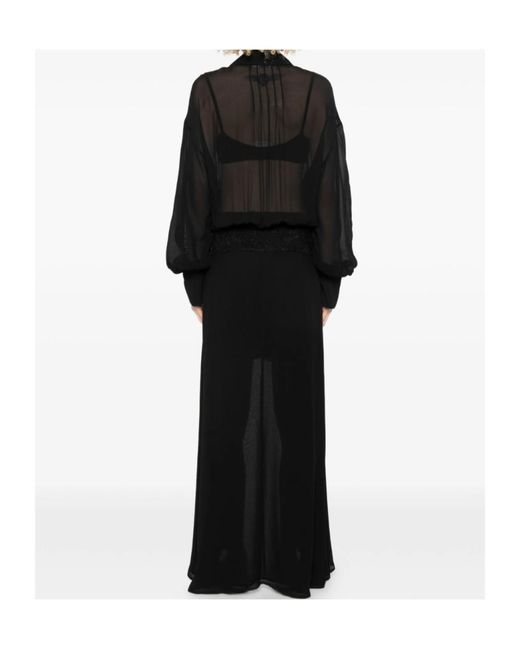 Patrizia Pepe Black Lace-Detail Asymmetric Dress