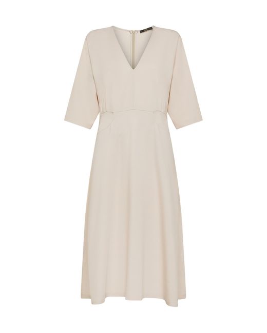 Seventy Natural Stretch Viscose Crepe Cady Midi Dress