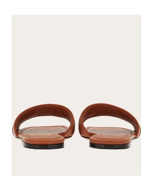 Ferragamo Brown Ferragamo Gancini-Buckle Open-Toe Slides
