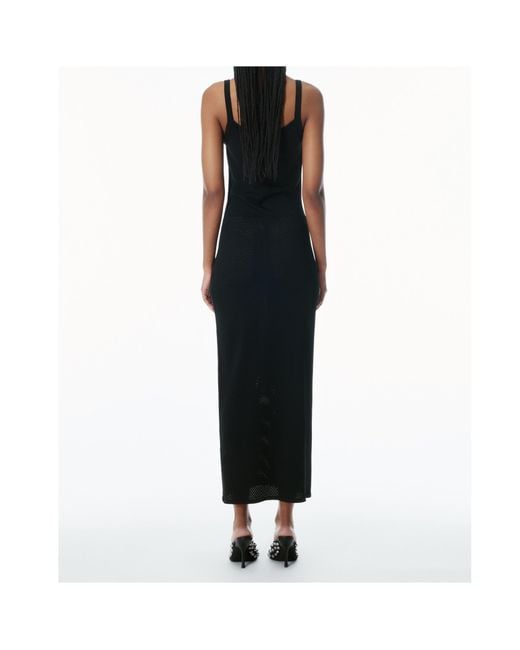 Alexander Wang Black 3D Logo Mesh Sleeveless Midi Dress