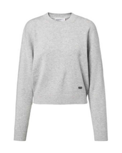 Victoria Beckham Gray Solidcolor Crew Neck Sweatshirt