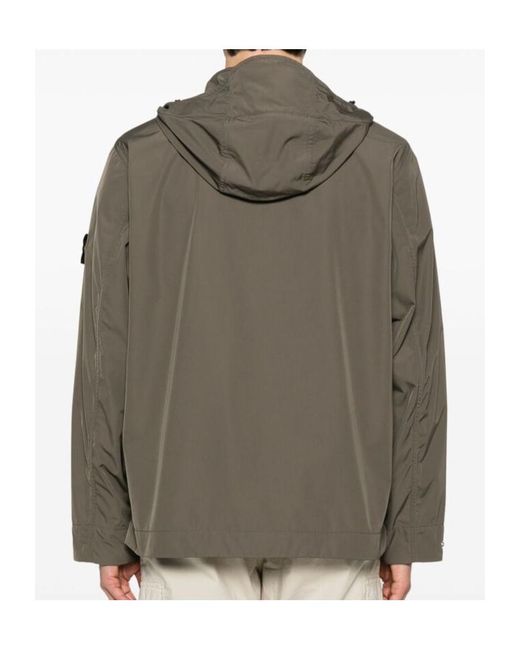 Stone Island Brown Compass-Badge Hooded Jacket for men