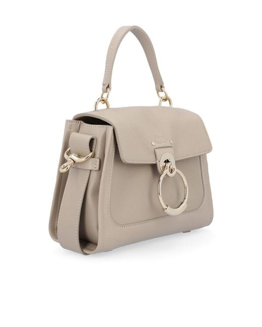 Chloé Natural Chloé Tess Day Logo Detailed Mini Crossbody Bag
