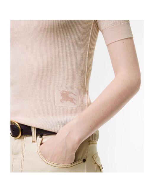 Burberry Natural Rain Short-Sleeve Knitted Top