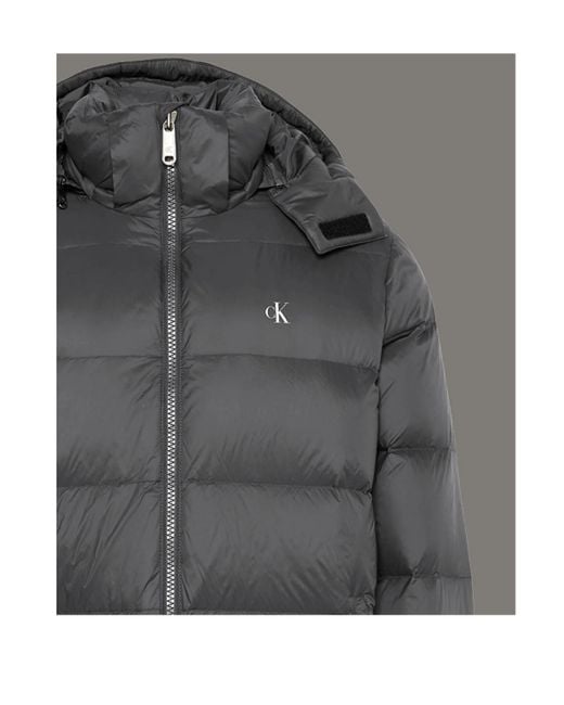 Calvin Klein Gray Hooded Puffer Jacket for men