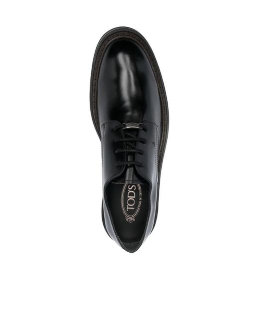 Tod's Black Almond Toe Lace-Up Oxford Shoes for men