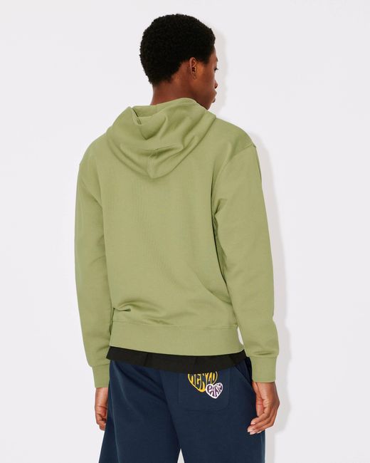 KENZO Green Hooded Zipped 'Boke Flower' Crest Jumper for men