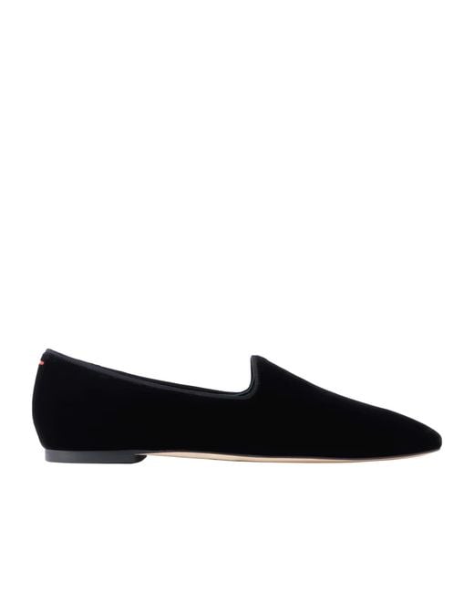 Aeyde Black Solid Velvet Loafers