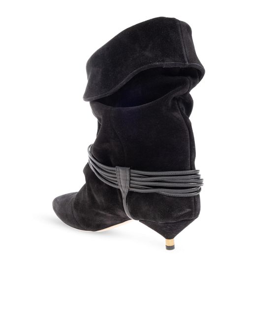 Isabel Marant Black Suede Heeled Ankle Boots 'Edrika'