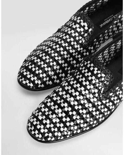 Dolce & Gabbana Black Woven Leather Slippers for men