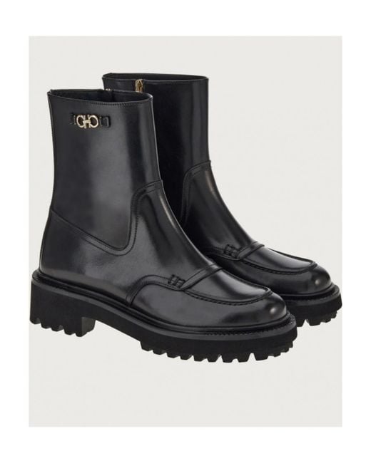 Ferragamo Black Logo Boots