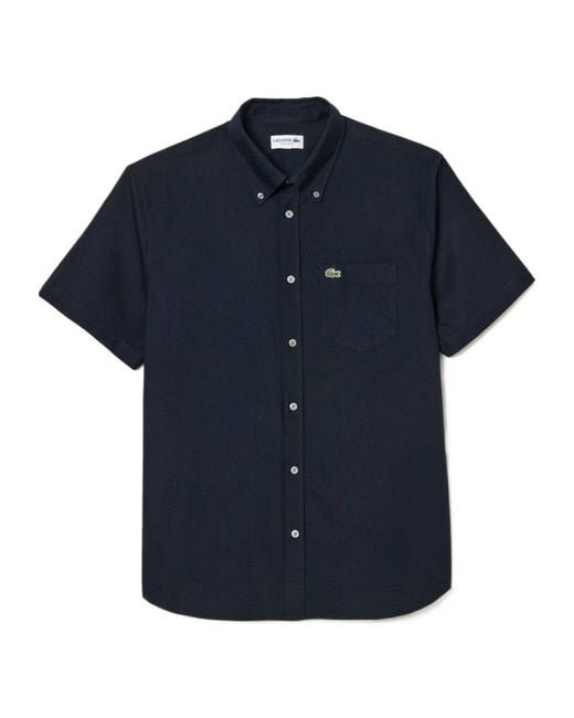 Lacoste Blue Short Sleeve Oxford Shirt for men