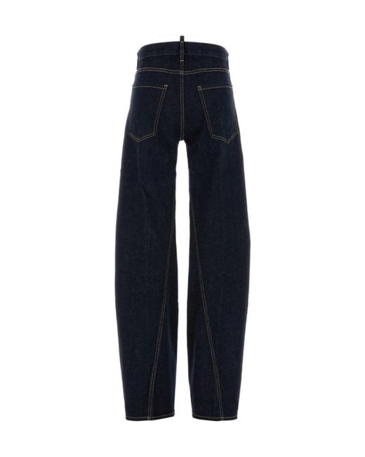 DSquared² Blue Wide-Leg Cotton-Blend Jeans