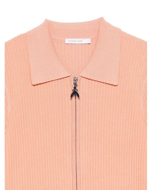 Patrizia Pepe Pink Zip-Fastening Polo Top