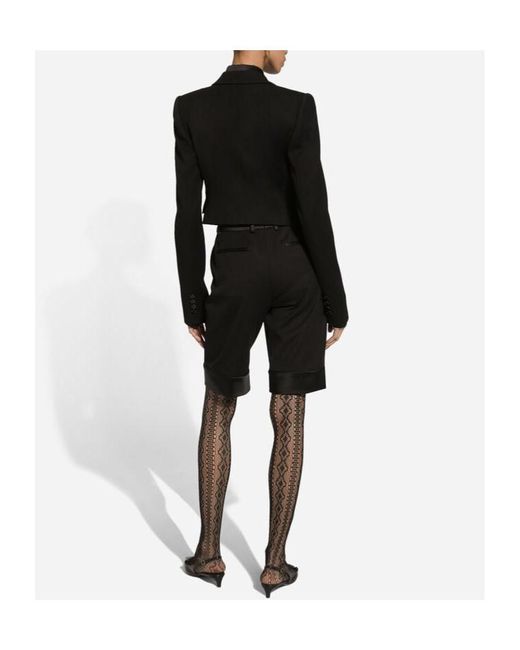 Dolce & Gabbana Black Cropped Gabardine Tuxedo Jacket
