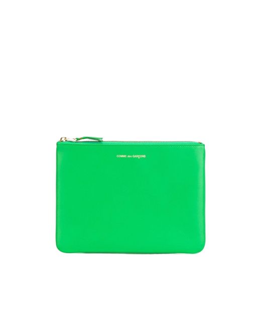 Comme des Garçons Green Zip-Up Leather Wallet for men