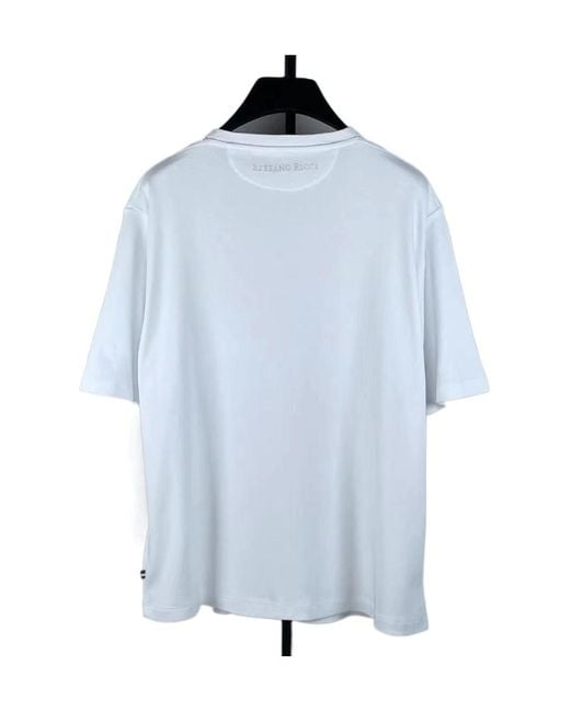 Stefano Ricci Blue T-Shirt With Round Neck And Short Sleeves for men