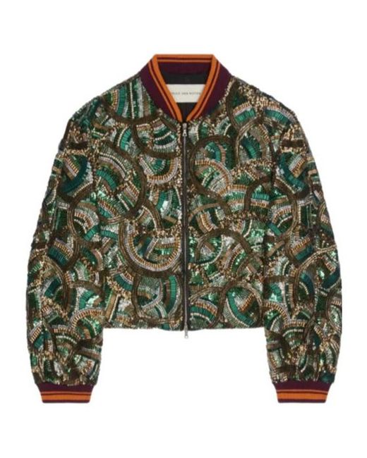 Dries Van Noten Green Embroidered Bomber Jacket for men