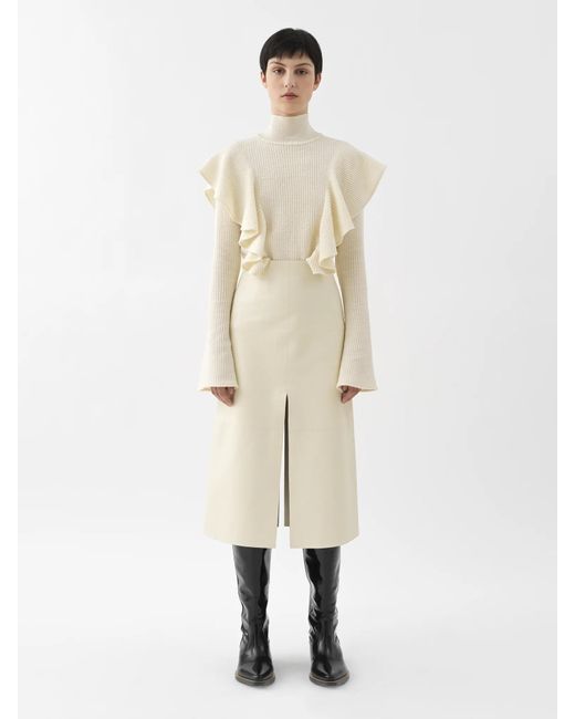 Chloé White Ruffled High-Neck Jumper