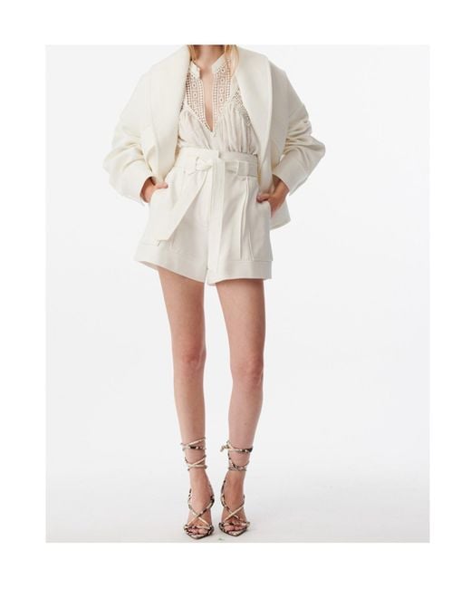 IRO White Belted High-Waist Tailored Shorts