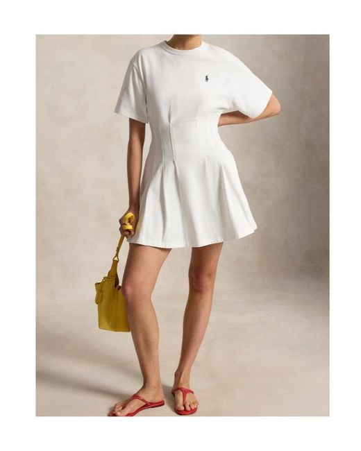 Polo Ralph Lauren White Trapeze Logo T-Shirt Dress