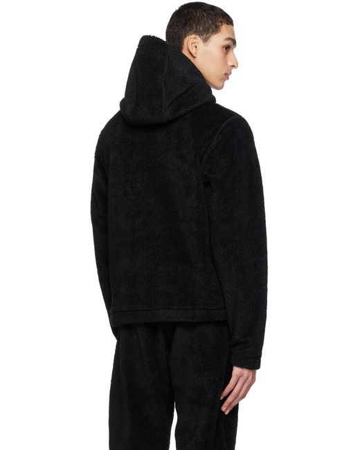 Burberry Black Logo Embroidered Teddy Hoodie for men