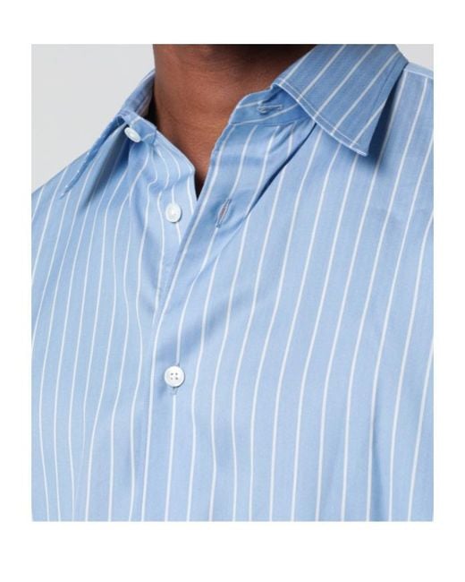 Auralee Blue Light Striped Cotton And Silk Shirt for men