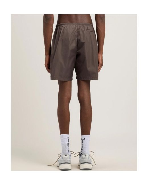 Palm Angels Gray Curved Logo Swimshorts for men