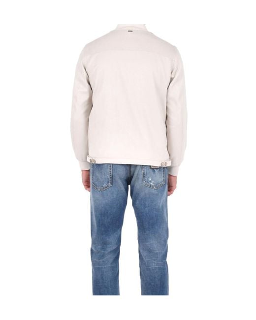 Herno Blue High Neck Buttoned Coat for men