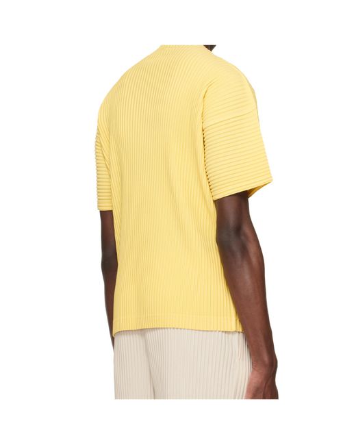 Homme Plissé Issey Miyake Yellow Short-Sleeved T-Shirt for men
