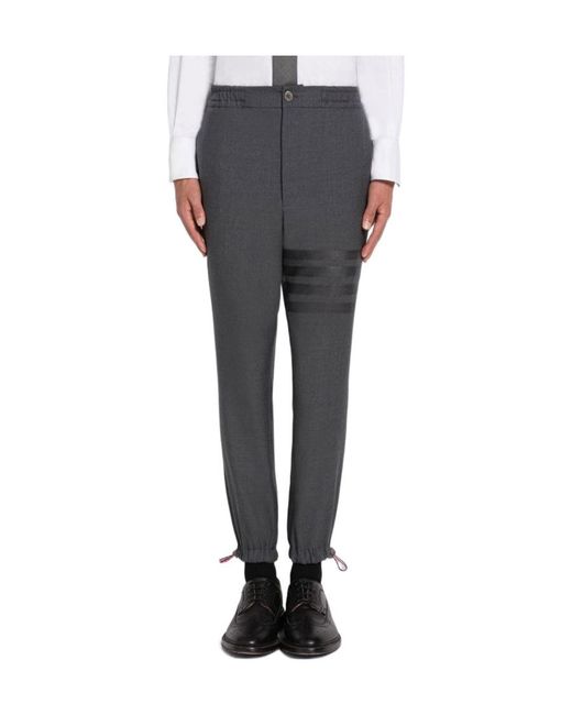 Thom Browne Gray 4-Bar Straight Leg Trousers for men
