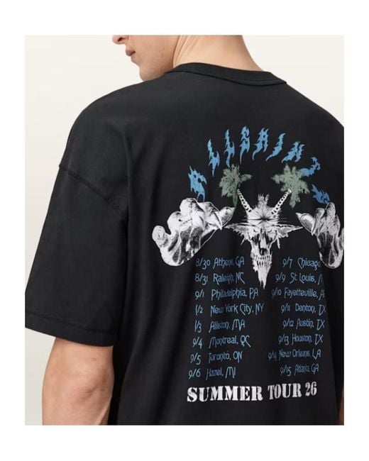 AllSaints Black Palm Ripper Crew-Neck T-Shirt for men