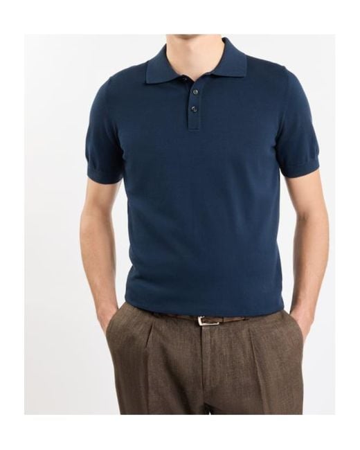 Fay Blue Cotton Polo Shirt for men