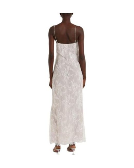 Blumarine White Embellished Lace Maxi Dress