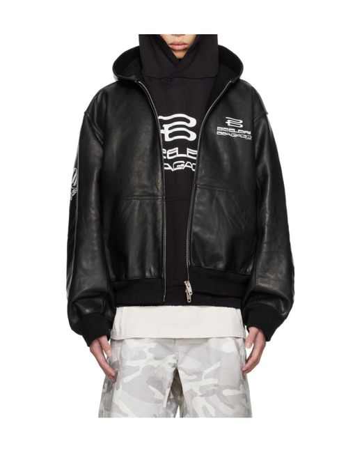 Balenciaga Logo Zipper Leather Jacket in Black for Men | Lyst Balenciaga Logo Zipper Leather Jacket in Black for Men | Lyst