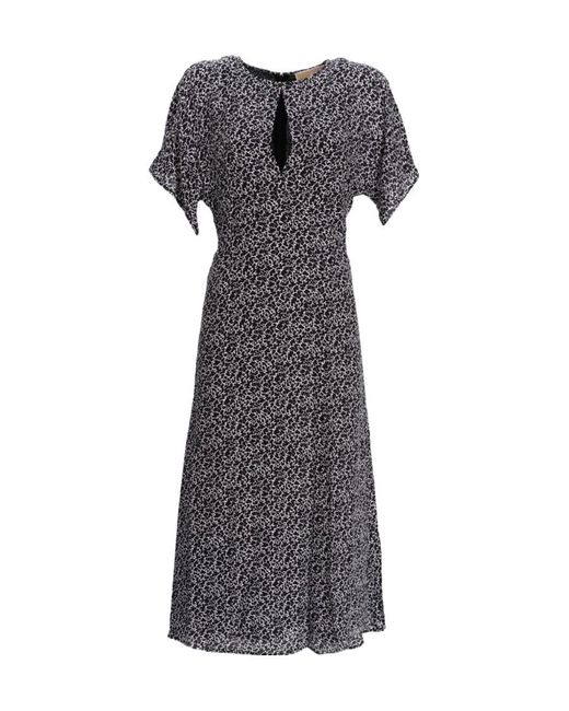 Michael Kors Gray Abstract-Print Midi Dress
